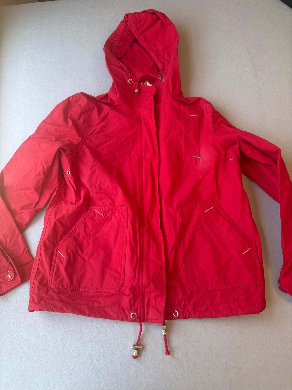 True Vintage Larry Levine Red Hooded Cotton Windbreaker Jacket Sz M